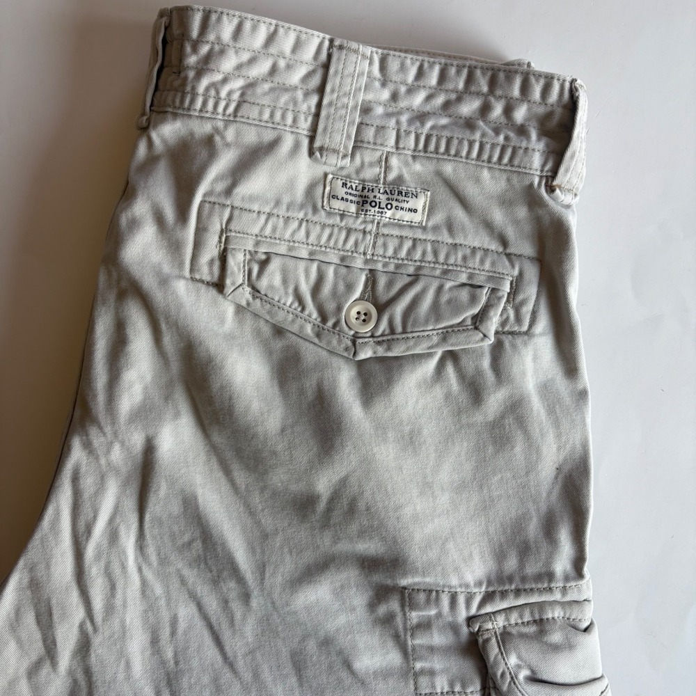 Polo Ralph Lauren Mens Cargo Shorts Tan Khaki Cotton Classic Chino Size 36